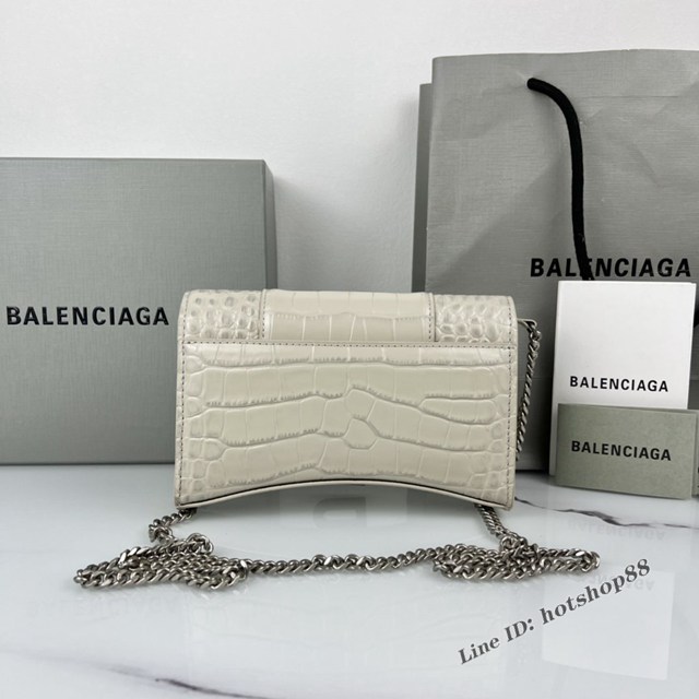 Balenciaga專櫃爆款鱷魚紋牛皮女包鏈條包 巴黎世家經典小號沙漏包鏈條斜挎包 fyj1055